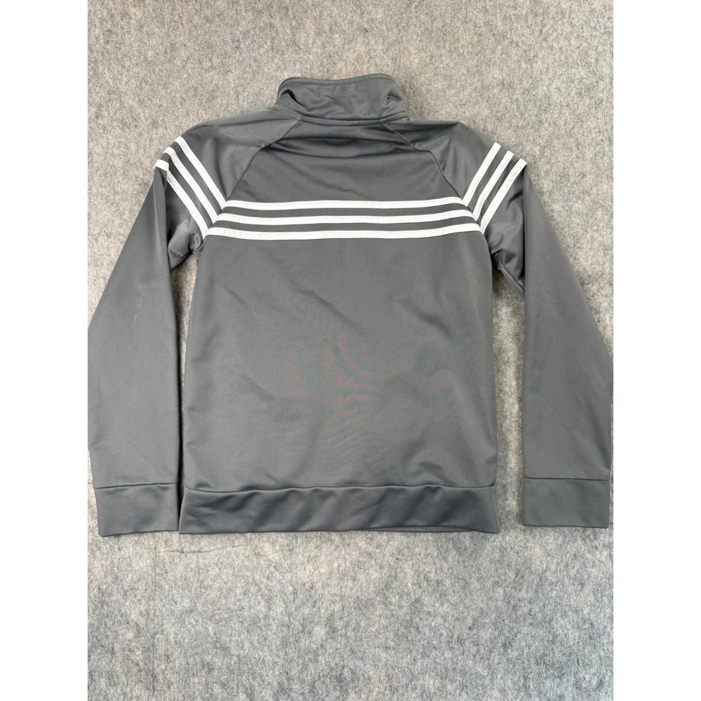 Adidas Kids Gray Track Jacket Full Zip 3-Stripe Performance Size M‎ 10/12